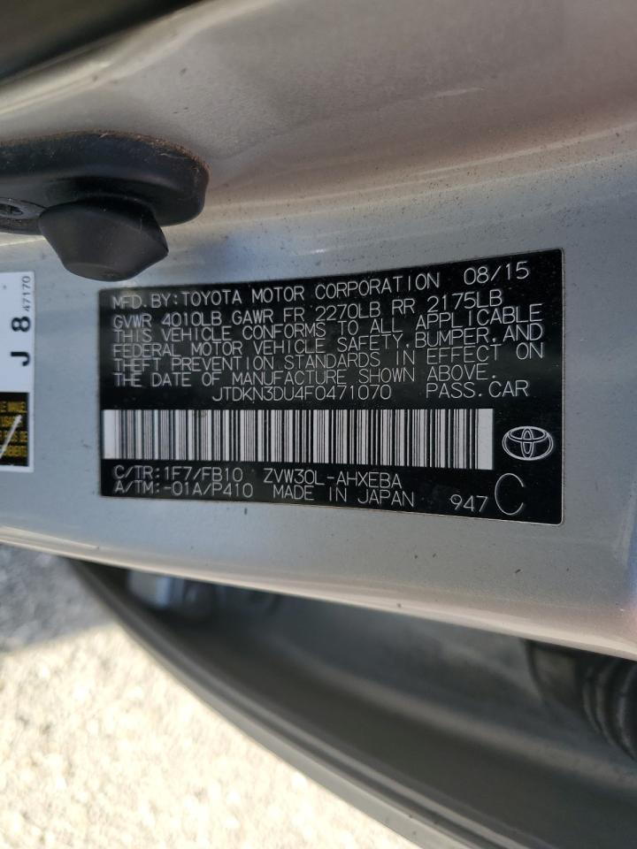 2015 Toyota Prius VIN JTDKN3DU4F0471070 Copart auction photo, front end damage thumbnail 13