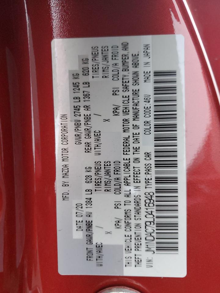 2020 Mazda MX-5 VIN JM1NDAC79L0416948 Copart auction photo, all over / undercarriage damage thumbnail 12