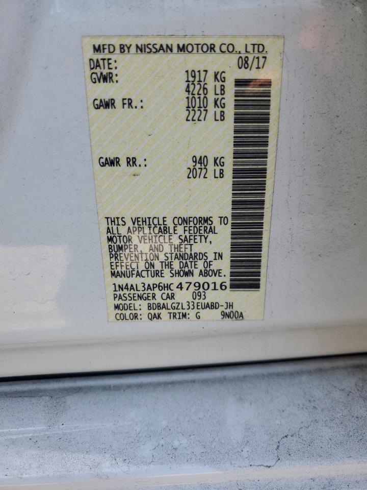 2017 Nissan Altima VIN 1N4AL3AP6HC479016 Copart auction photo, front end damage thumbnail 15