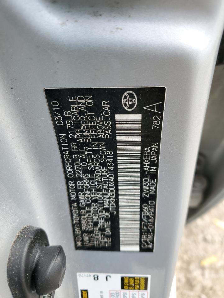 2010 Toyota Prius VIN JTDKN3DUXA0143418 Copart auction photo, side damage thumbnail 14
