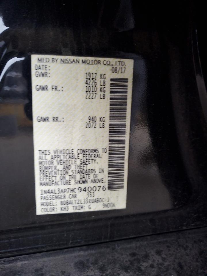 2017 Nissan Altima VIN 1N4AL3AP7HC940076 Copart auction photo, front end damage thumbnail 12