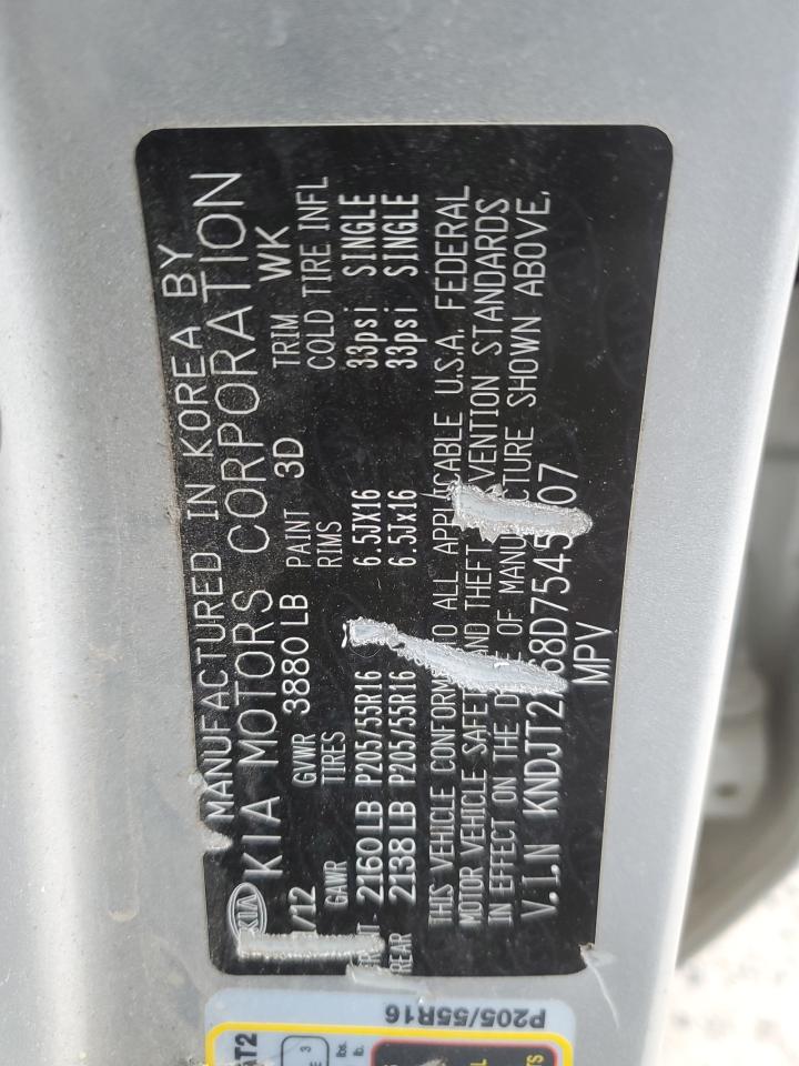 2013 KIA Soul VIN KNDJT2A68D7545807 Copart auction photo, vandalism damage thumbnail 13