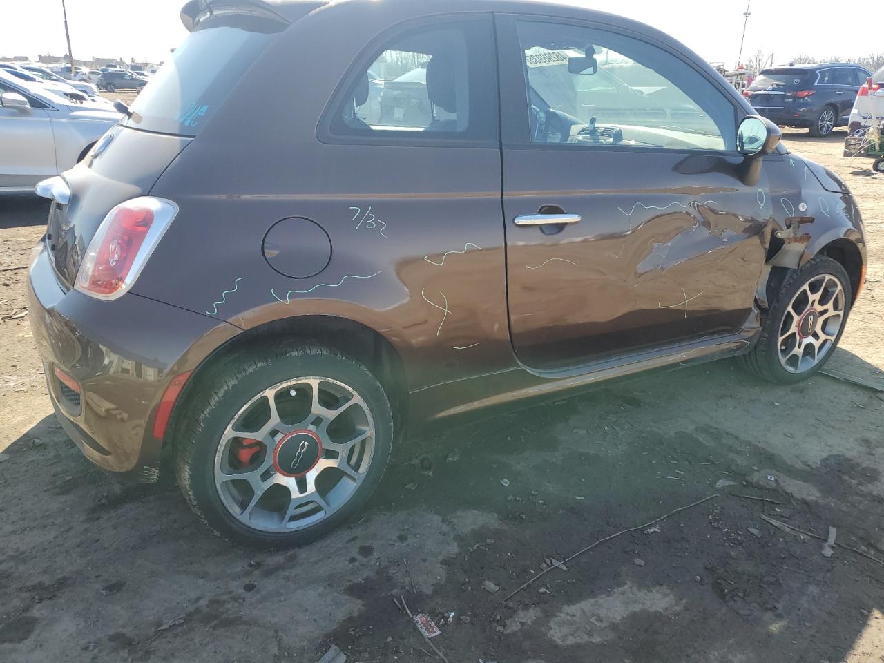 2013 Fiat 500 VIN 3C3CFFBR4DT511119 Copart auction photo, front end damage thumbnail 3