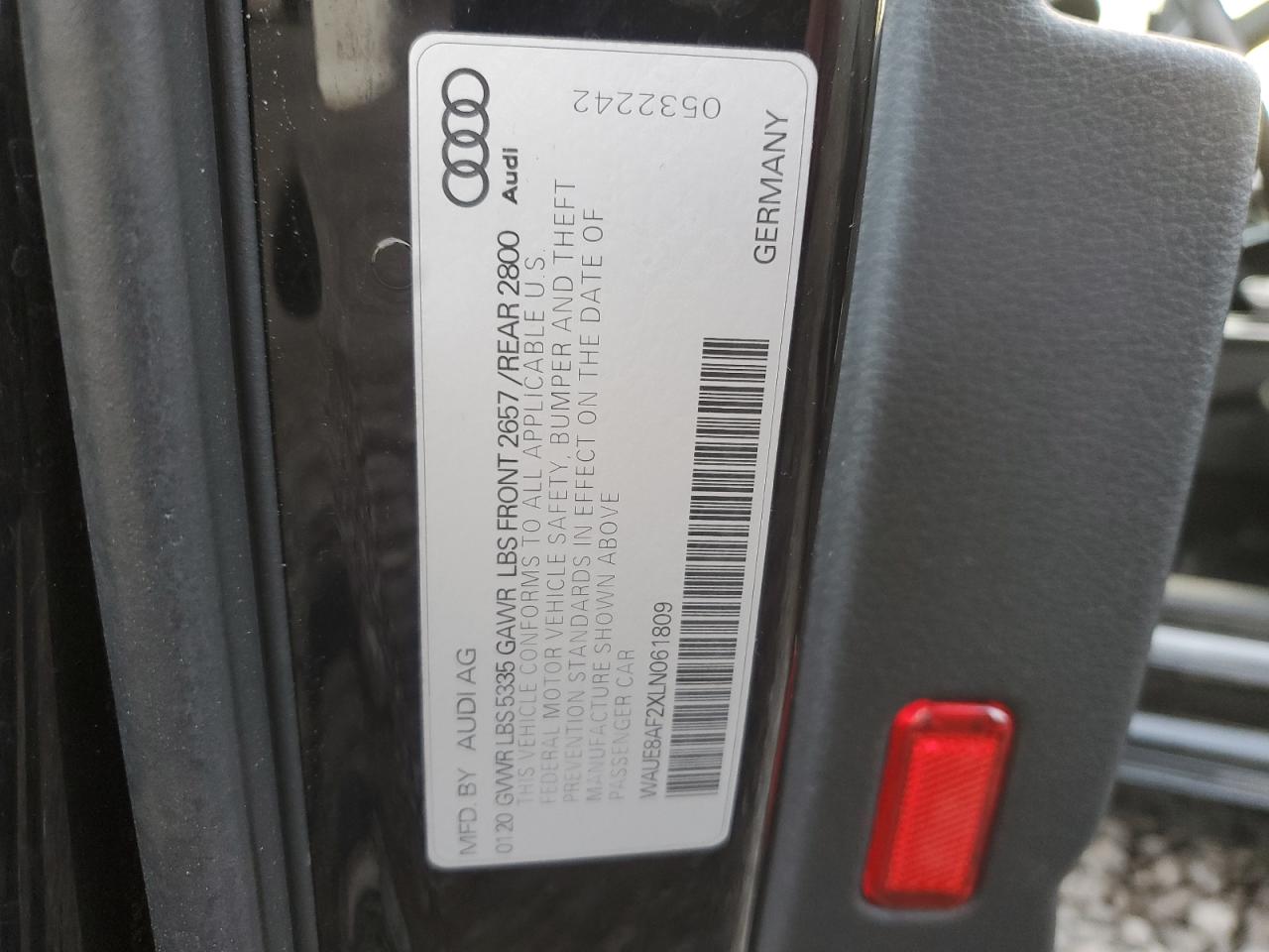 2020 Audi A6 VIN WAUE8AF2XLN061809 Copart auction photo, all over damage thumbnail 14