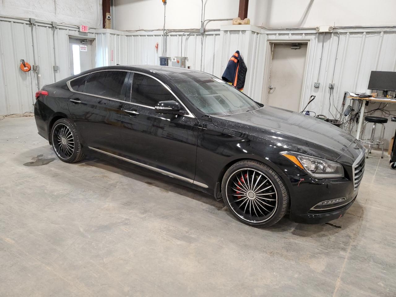 2016 Hyundai Genesis VIN KMHGN4JE7GU113086 Copart auction photo, front end / side damage thumbnail 4