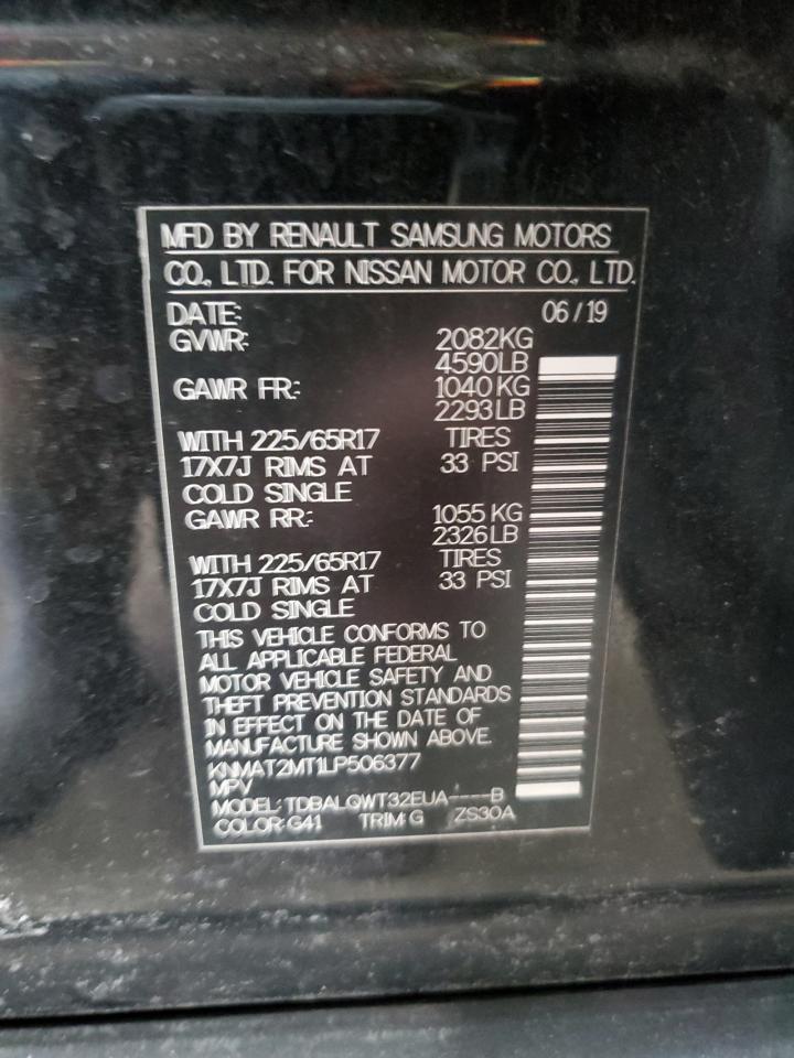 2020 Nissan Rogue VIN KNMAT2MT1LP506377 Copart auction photo, front end damage thumbnail 14