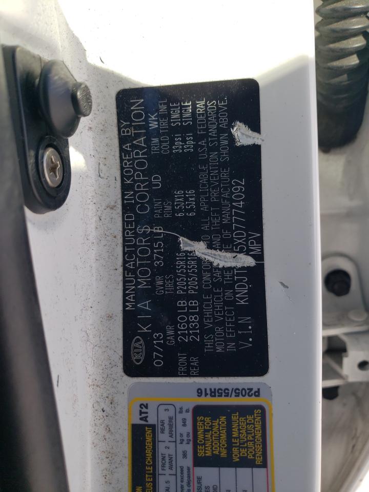 2013 KIA Soul VIN KNDJT2A5XD7774092 Copart auction photo, front end / minor dent/scratches damage thumbnail 15