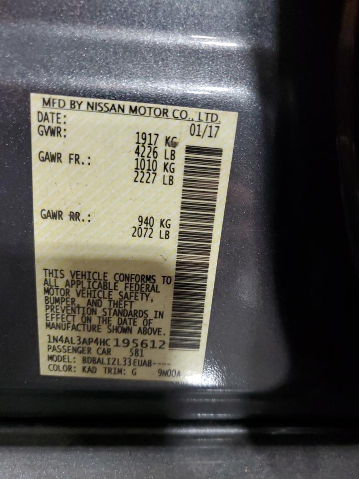 2017 Nissan Altima VIN 1N4AL3AP4HC195612 Copart auction photo, front end damage thumbnail 12