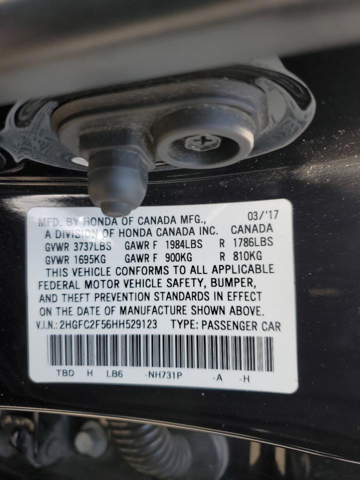 2017 Honda Civic VIN 2HGFC2F56HH529123 Copart auction photo, front end damage thumbnail 14