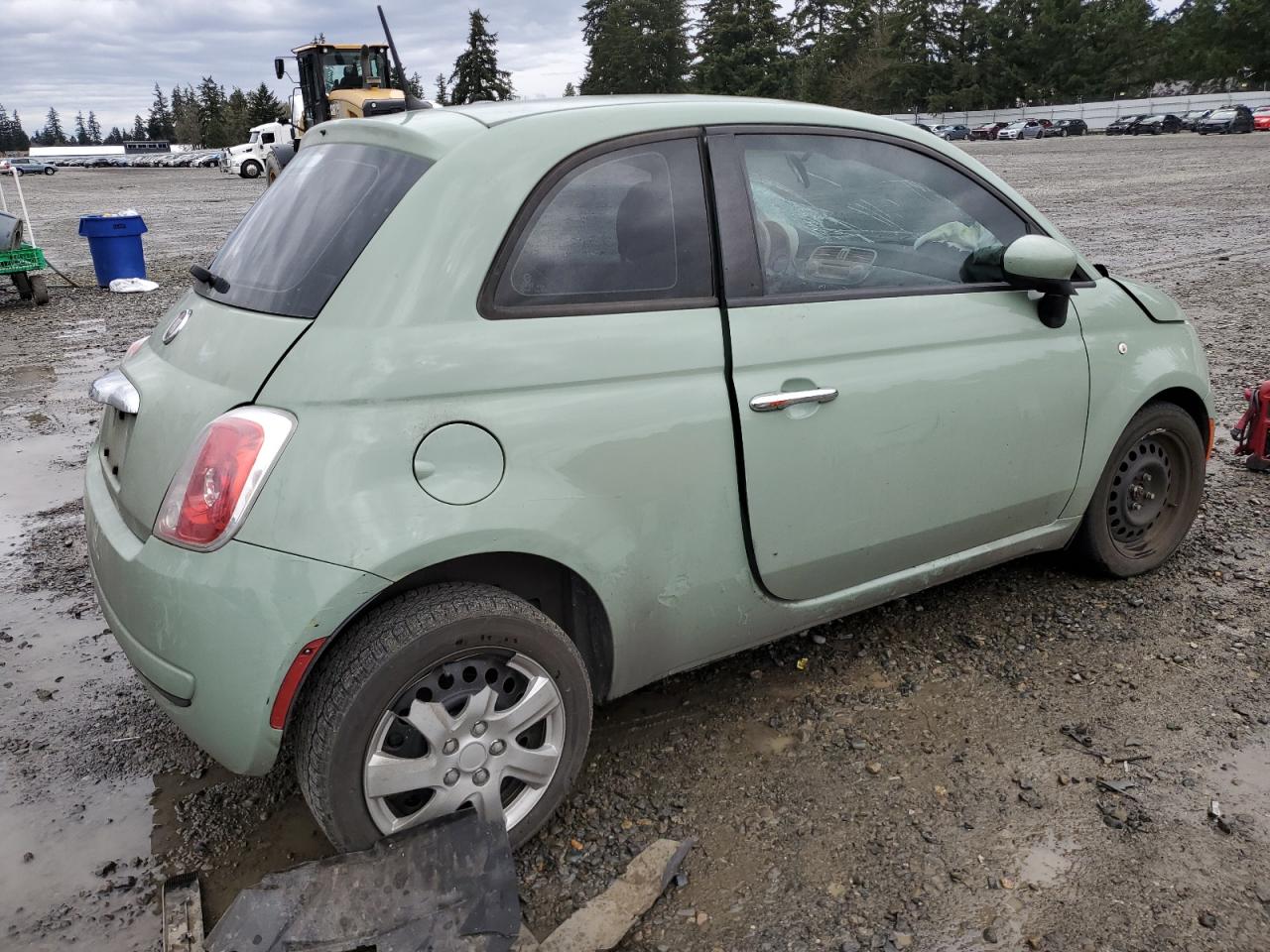2015 Fiat 500 VIN 3C3CFFAR7FT601885 Copart auction photo, side / front end damage thumbnail 3