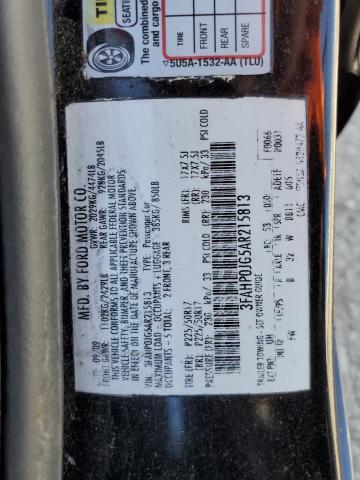 2010 Ford Fusion VIN 3FAHP0JG5AR215813 Copart auction photo, front end / minor dent/scratches damage thumbnail 13