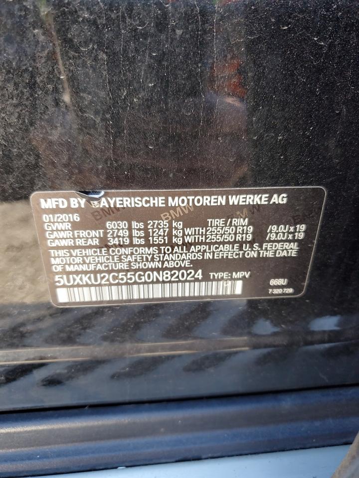 2016 BMW X6 VIN 5UXKU2C55G0N82024 Copart auction photo, front end / minor dent/scratches damage thumbnail 16