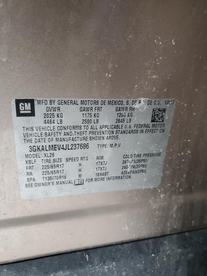 2018 GMC Terrain VIN 3GKALMEV4JL237686 Copart auction photo, front end / side damage thumbnail 13