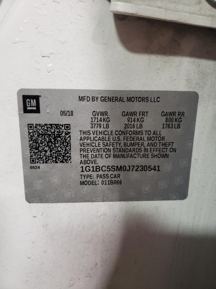 2018 Chevrolet Cruze VIN 1G1BC5SM0J7230541 Copart auction photo, front end damage thumbnail 12