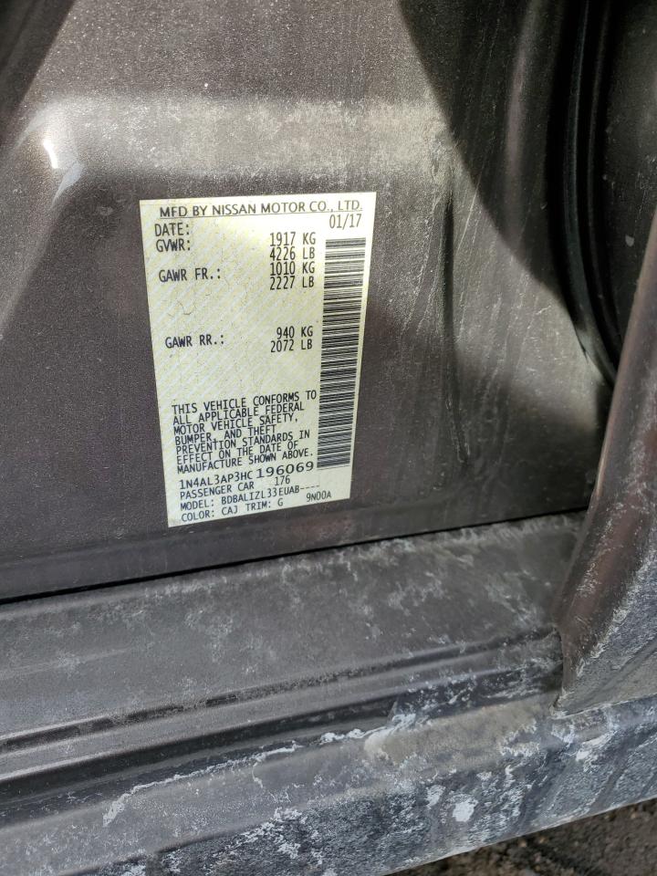 2017 Nissan Altima VIN 1N4AL3AP3HC196069 Copart auction photo, front end damage thumbnail 14