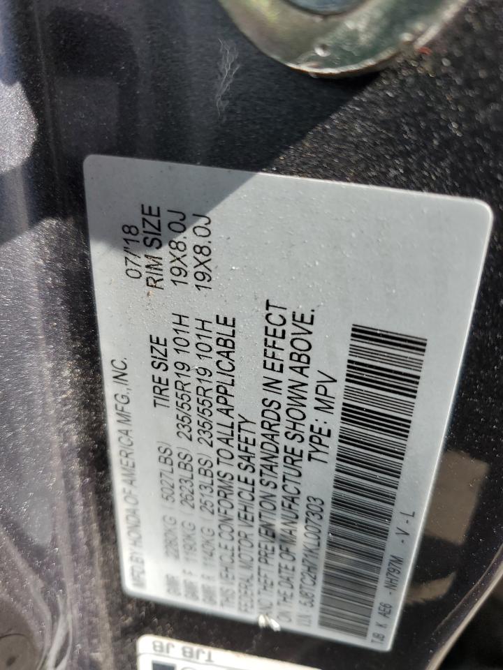 2019 Acura RDX VIN 5J8TC2H71KL007303 Copart auction photo, front end / side damage thumbnail 13