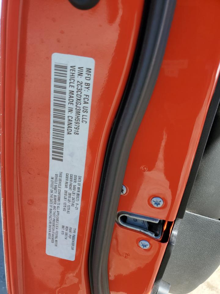 2021 Dodge Charger VIN 2C3CDXGJ3MH597918 Copart auction photo, burn / vandalism damage thumbnail 14