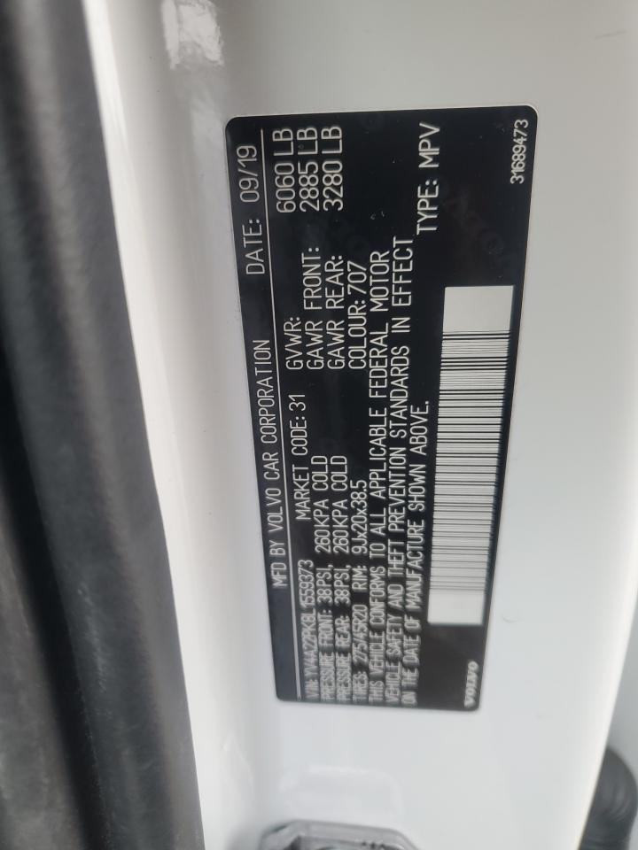 2020 Volvo XC90 VIN YV4A22PK8L1559373 Copart auction photo, front end damage thumbnail 13