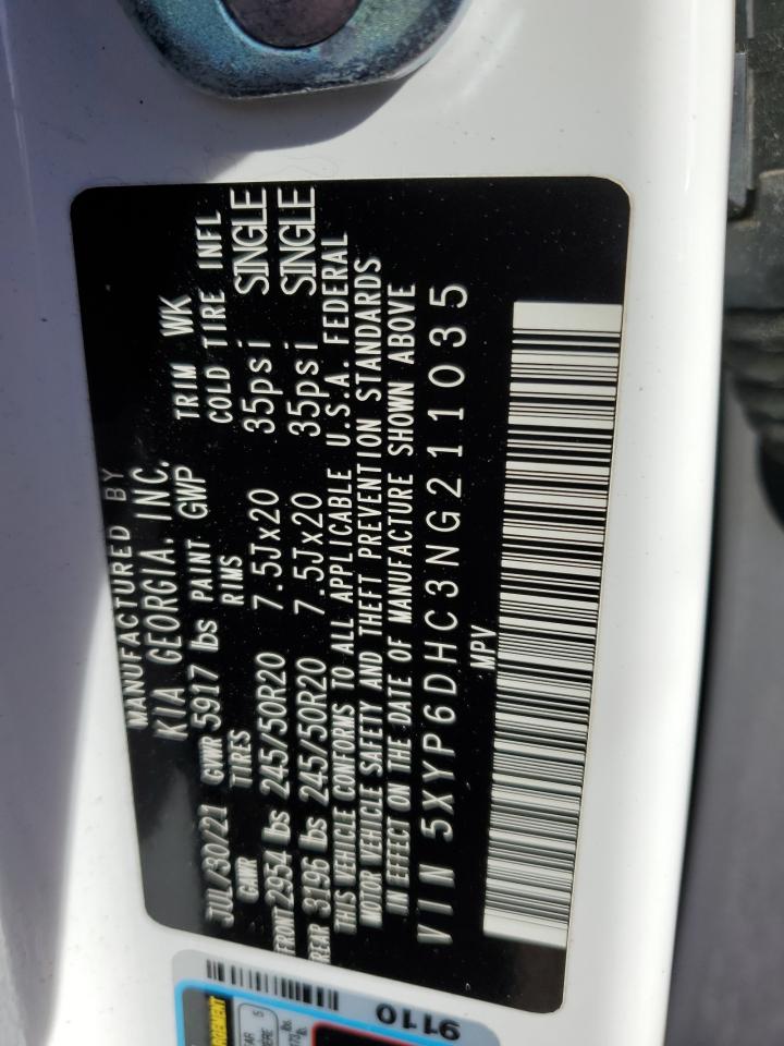 2022 KIA Telluride VIN 5XYP6DHC3NG211035 Copart auction photo, front end damage thumbnail 14