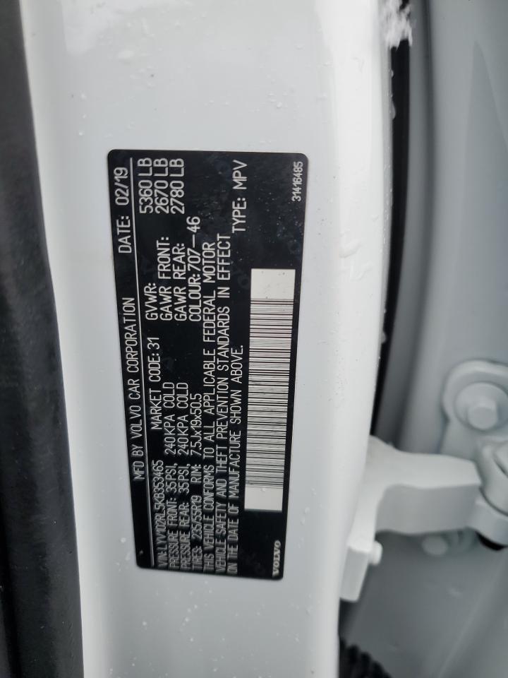 2019 Volvo XC60 VIN LYV102RL5KB353465 Copart auction photo, front end damage thumbnail 15