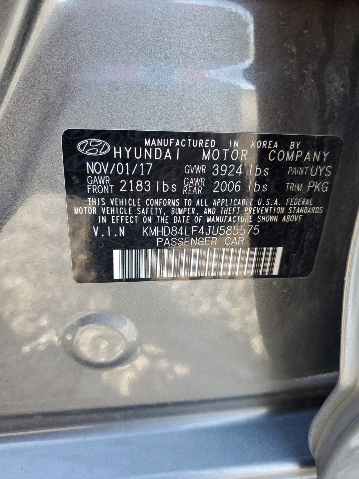 2018 Hyundai Elantra VIN KMHD84LF4JU585575 Copart auction photo, burn - engine damage thumbnail 14