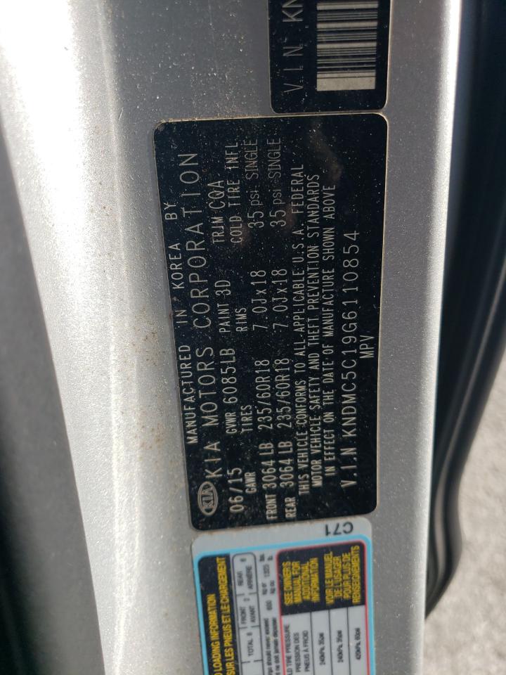 2016 KIA Sedona VIN KNDMC5C19G6110854 Copart auction photo, rear end damage thumbnail 13