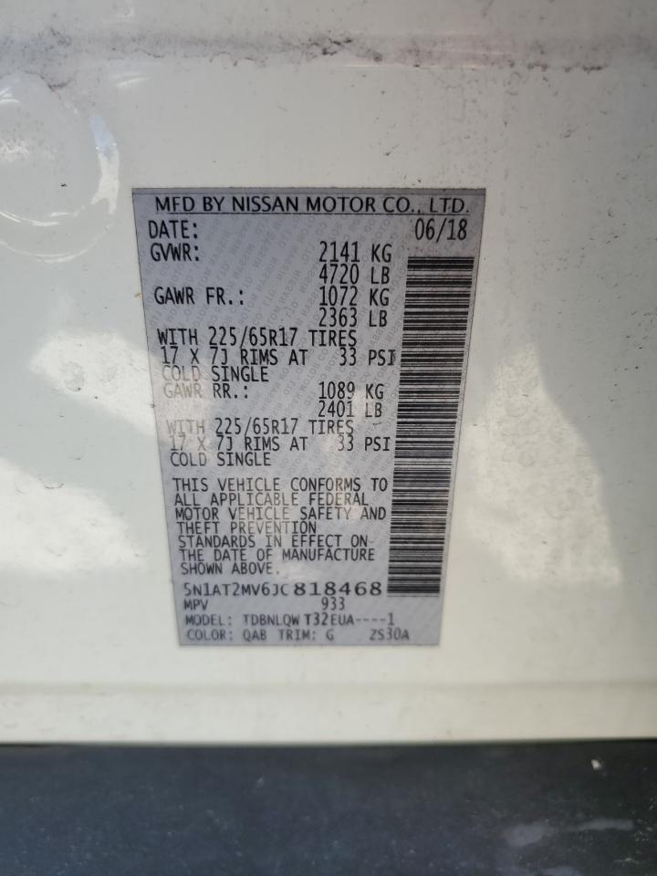 2018 Nissan Rogue VIN 5N1AT2MV6JC818468 Copart auction photo, front end / rear end damage thumbnail 13