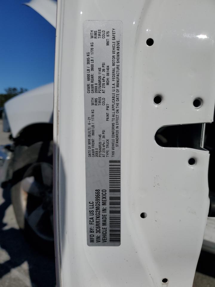 2021 RAM 1500 VIN 3C6RR7KG2MG599668 Copart auction photo, all over damage thumbnail 15