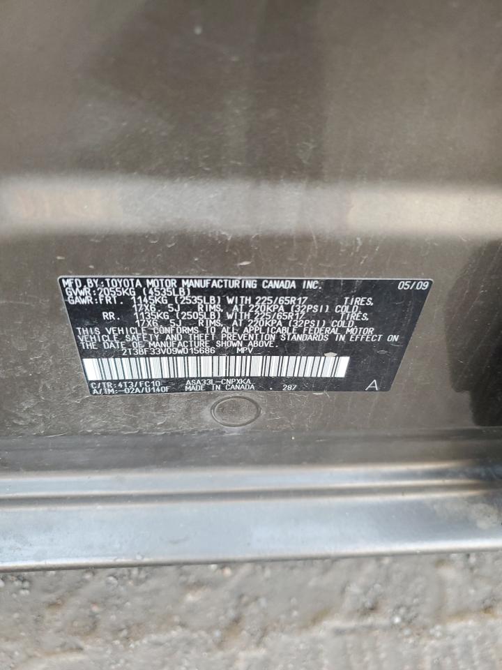 2009 Toyota RAV 4 VIN 2T3BF33V09W015686 Copart auction photo, all over damage thumbnail 15