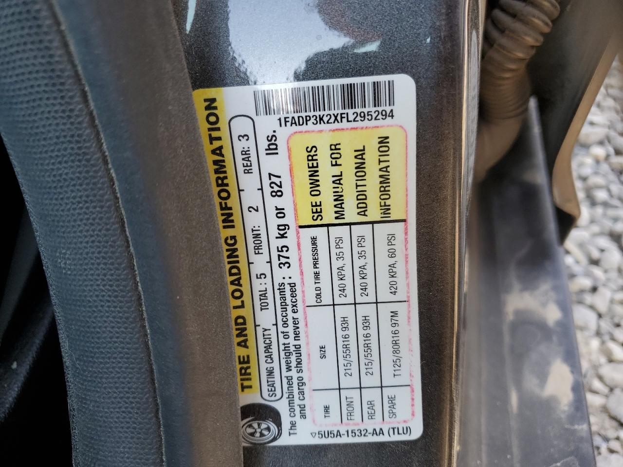 2015 Ford Focus VIN 1FADP3K2XFL295294 Copart auction photo, front end damage thumbnail 12