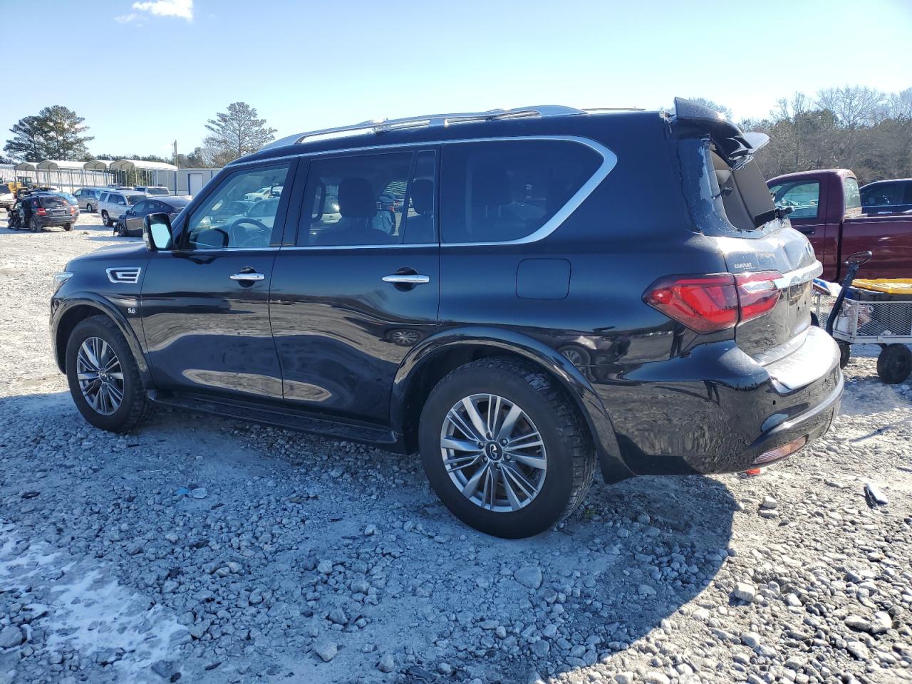 2019 Infiniti QX80 VIN JN8AZ2NE3K9238454 Copart auction photo, rear end / top/roof damage thumbnail 2