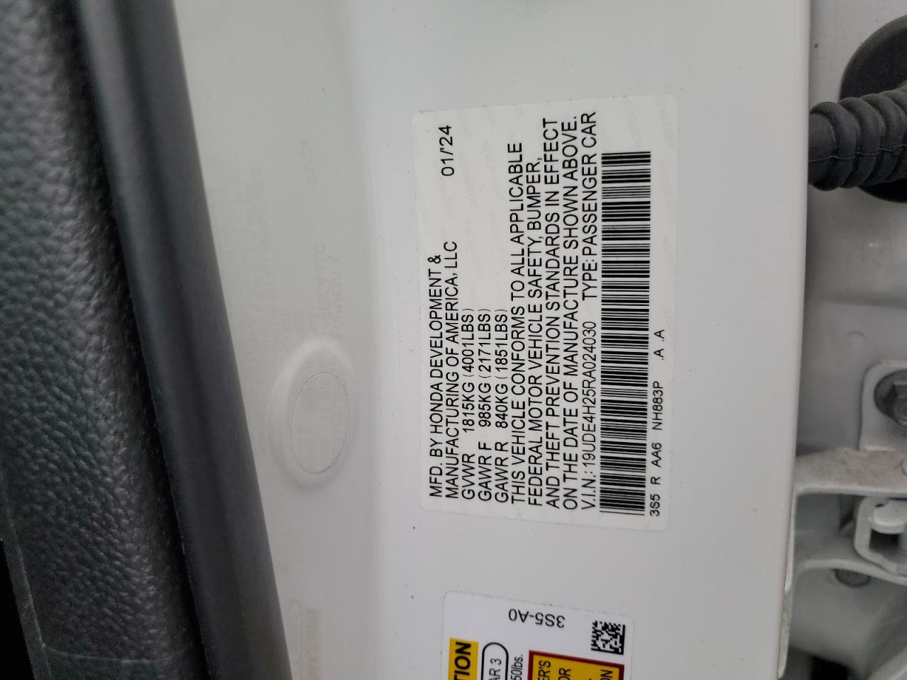 2024 Acura Integra VIN 19UDE4H25RA024030 Copart auction photo, front end damage thumbnail 12