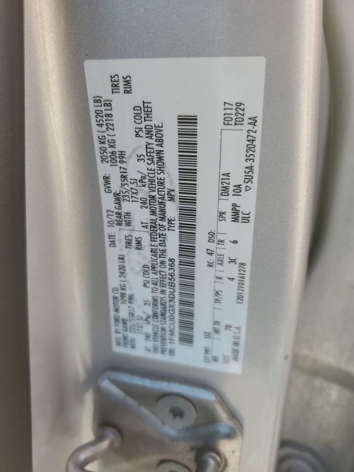 2013 Ford Escape VIN 1FMCU0GX3DUB56368 Copart auction photo, mechanical damage thumbnail 13
