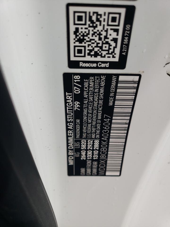 2019 Mercedes-Benz S-klasse VIN WDDXJ8GB0KA036047 Copart auction photo, front end / undercarriage damage thumbnail 12