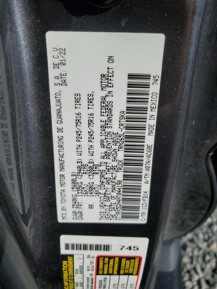 2022 Toyota Tacoma VIN 3TYRX5GN4NT044190 Copart auction photo, front end damage thumbnail 13