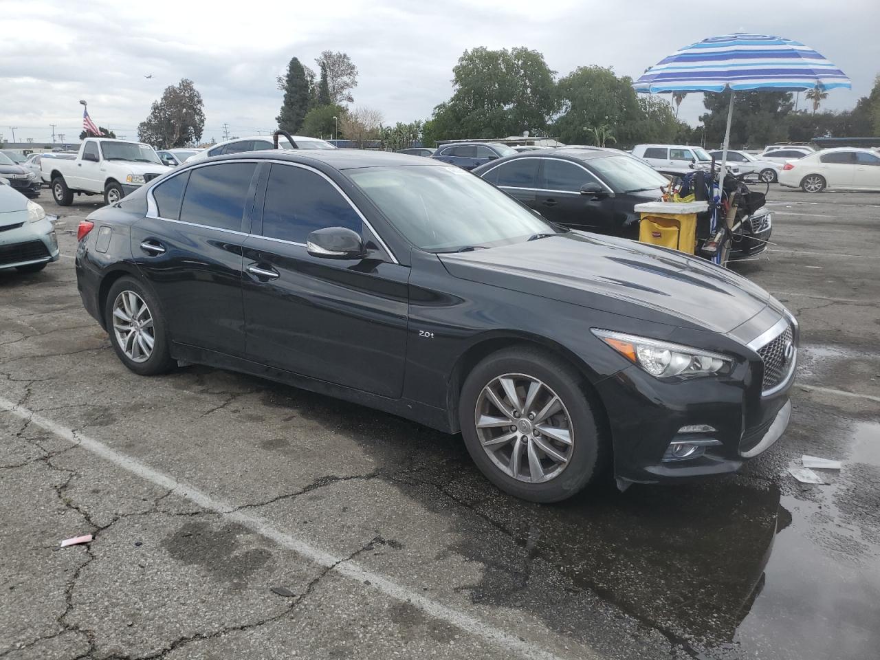 2016 Infiniti Q50 VIN JN1CV7AP4GM202199 Copart auction photo, front end / side damage thumbnail 4