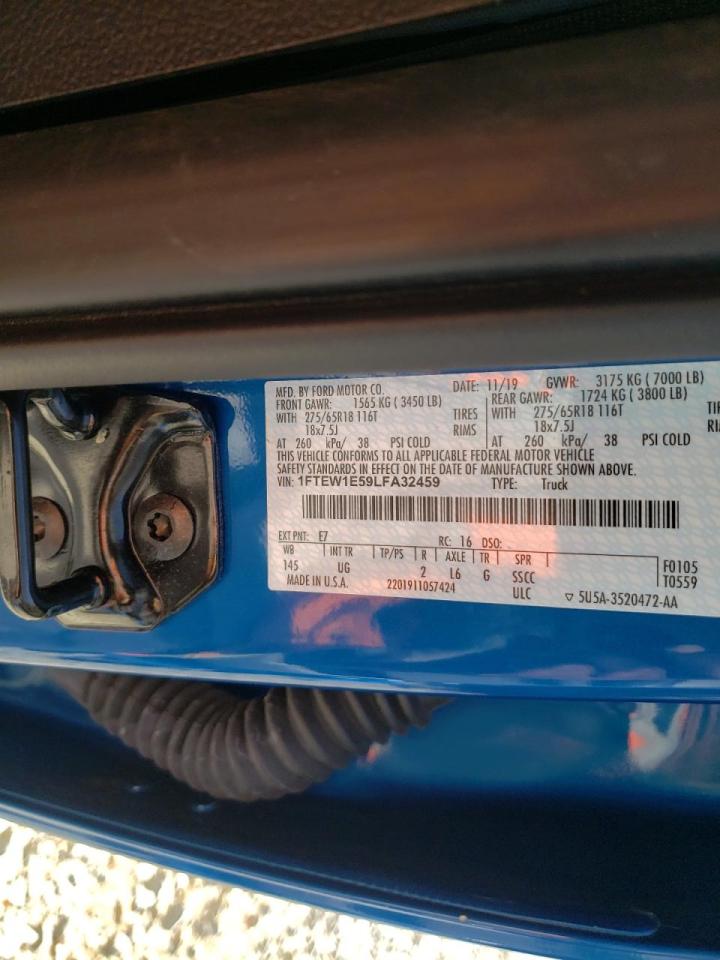 2020 Ford F-150 VIN 1FTEW1E59LFA32459 Copart auction photo, side / rear end damage thumbnail 10