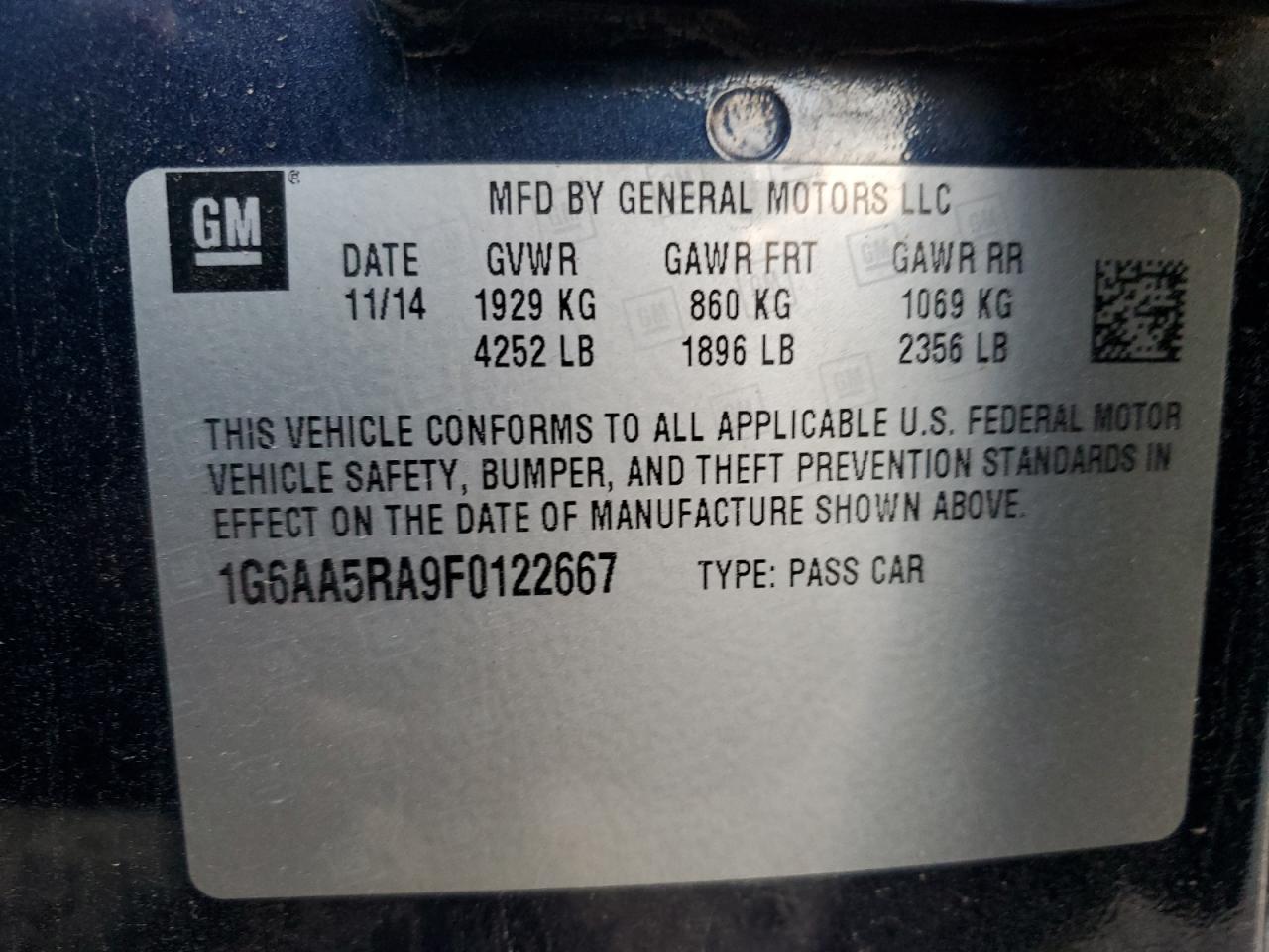 2015 Cadillac ATS VIN 1G6AA5RA9F0122667 Copart auction photo, all over damage thumbnail 13