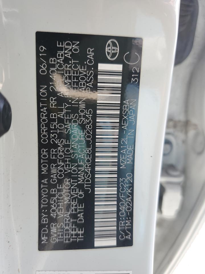 2020 Toyota Corolla VIN JTDS4RCE8LJ028345 Copart auction photo, front end damage thumbnail 12