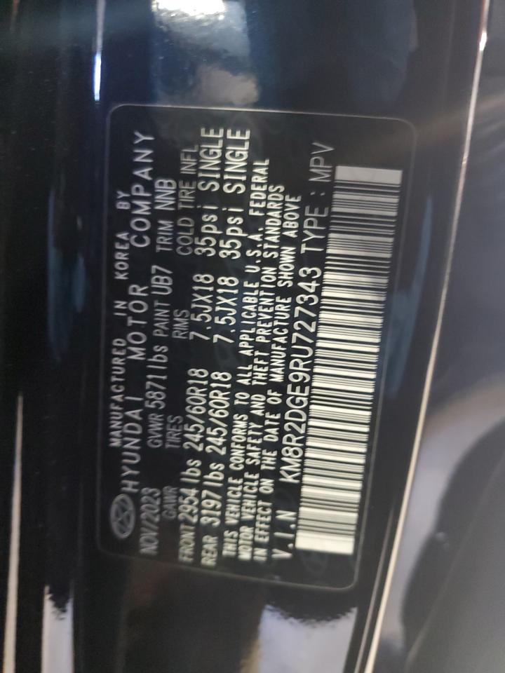 2024 Hyundai Palisade VIN KM8R2DGE9RU727343 Copart auction photo, front end / side damage thumbnail 13