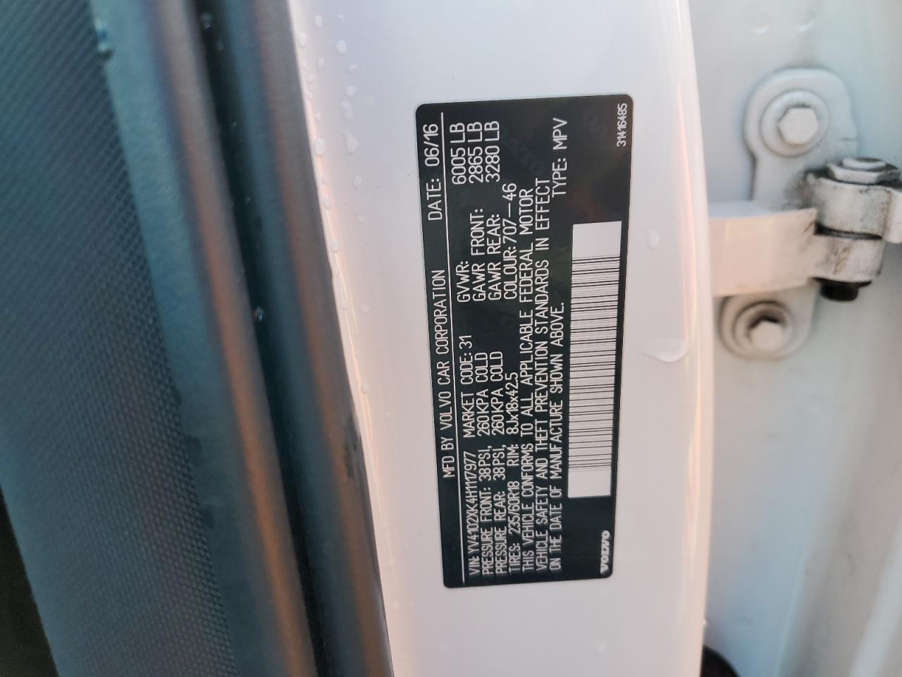 2017 Volvo XC90 VIN YV4102XK4H1117977 Copart auction photo, all over damage thumbnail 14