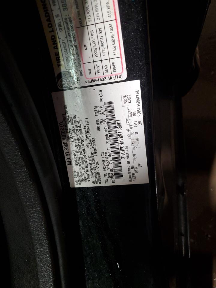 2011 Ford Fusion VIN 3FAHP0HA9BR112901 Copart auction photo, rear end damage thumbnail 12