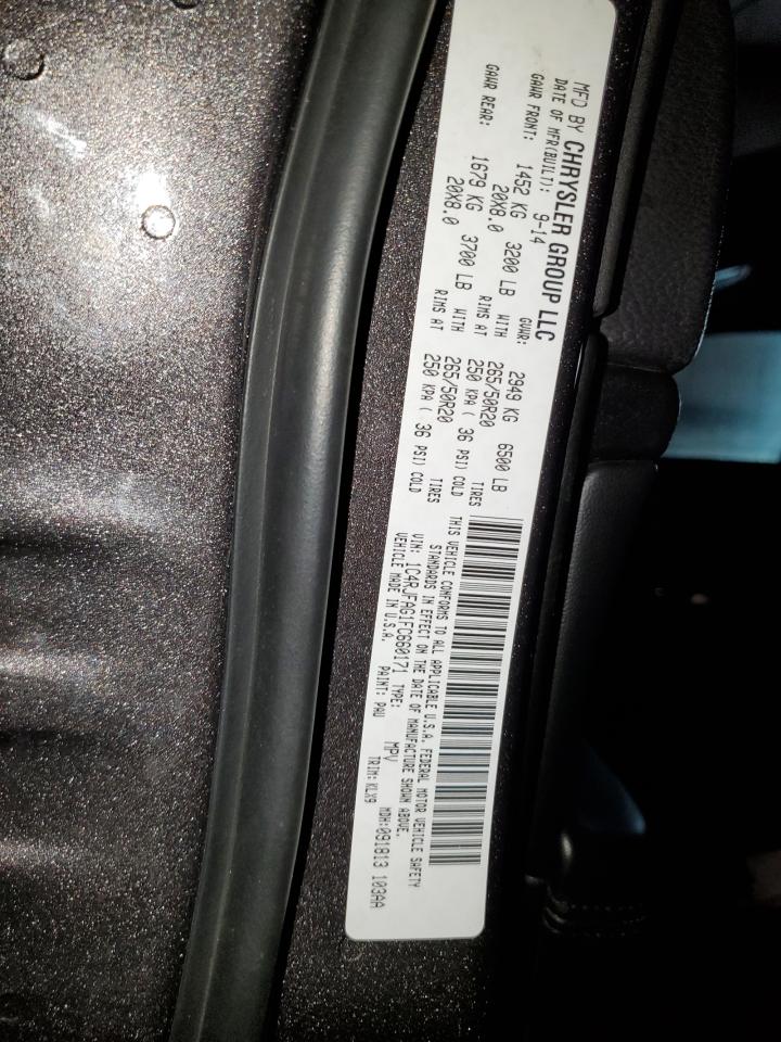 2015 Jeep Grand Cherokee VIN 1C4RJFAG1FC660171 Copart auction photo, side damage thumbnail 14