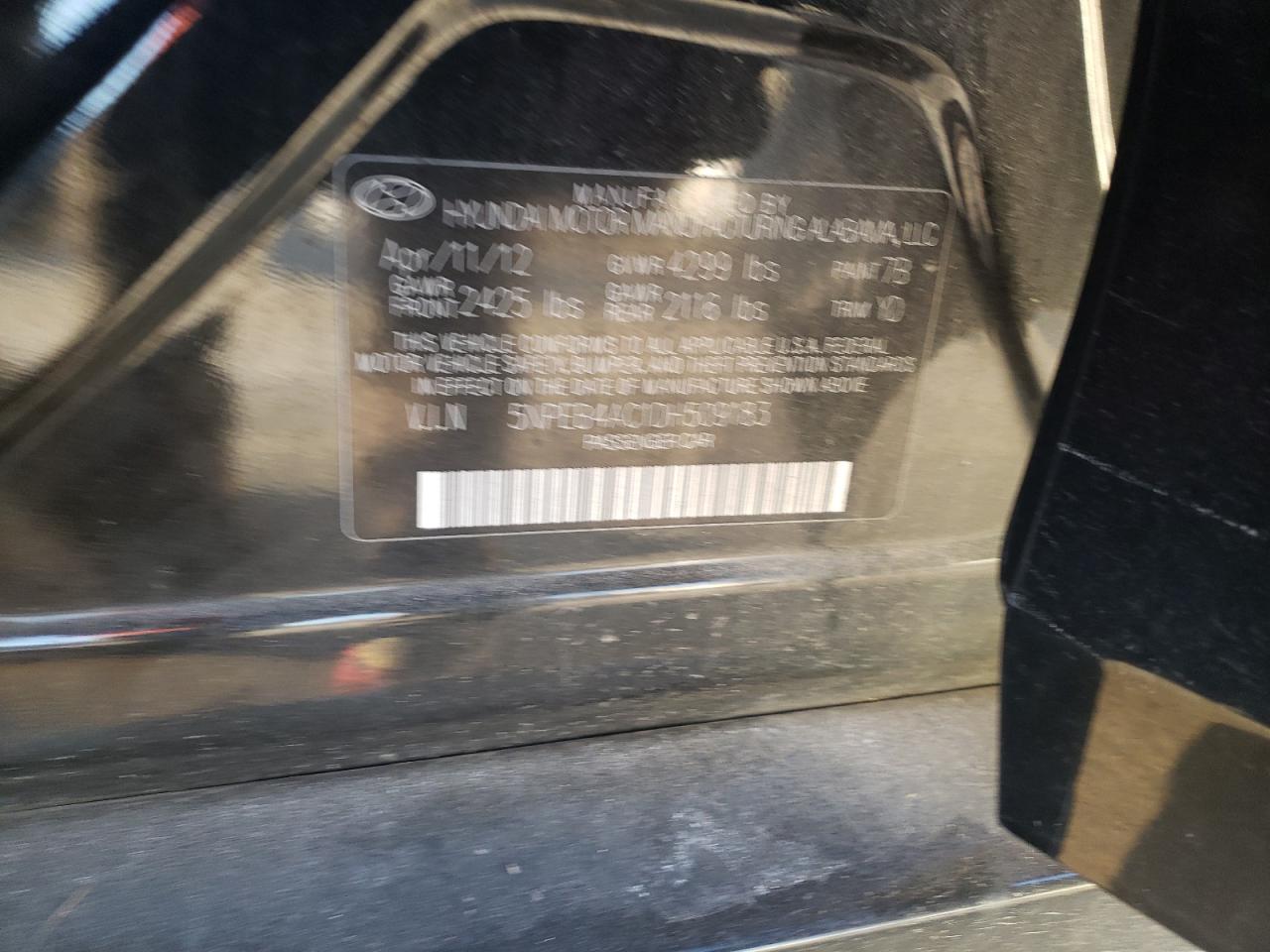2013 Hyundai Sonata VIN 5NPEB4AC1DH509183 Copart auction photo, side / front end damage thumbnail 14
