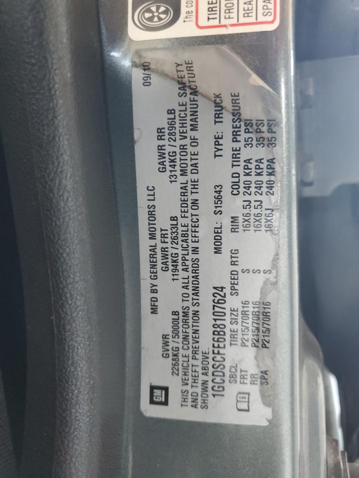 2011 Chevrolet Colorado VIN 1GCDSCFE6B8107624 Copart auction photo, front end / mechanical damage thumbnail 12