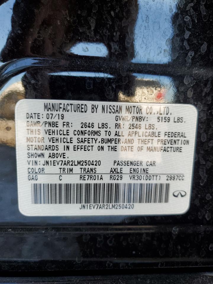 2020 Infiniti Q50 VIN JN1EV7AR2LM250420 Copart auction photo, front end / rear end damage thumbnail 12