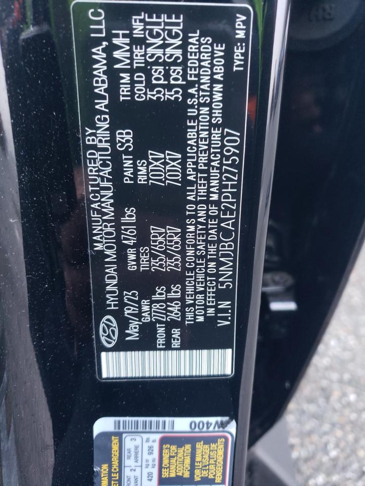 2023 Hyundai Tucson VIN 5NMJBCAE2PH275907 Copart auction photo, front end damage thumbnail 16