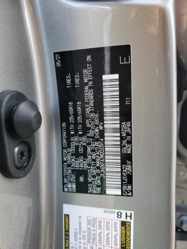 2021 Lexus RX VIN JTJHZKFA7M2033914 Copart auction photo, front end damage thumbnail 12