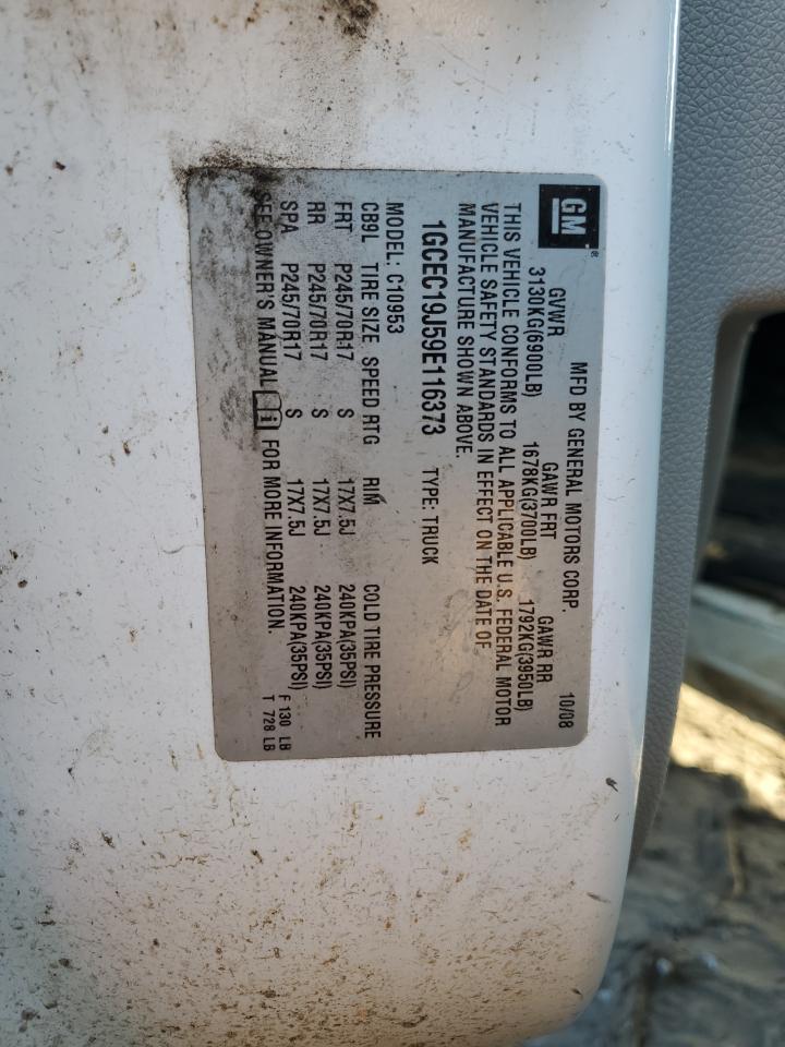 2009 Chevrolet Silverado VIN 1GCEC19J59E116373 Copart auction photo, front end / rear end damage thumbnail 12