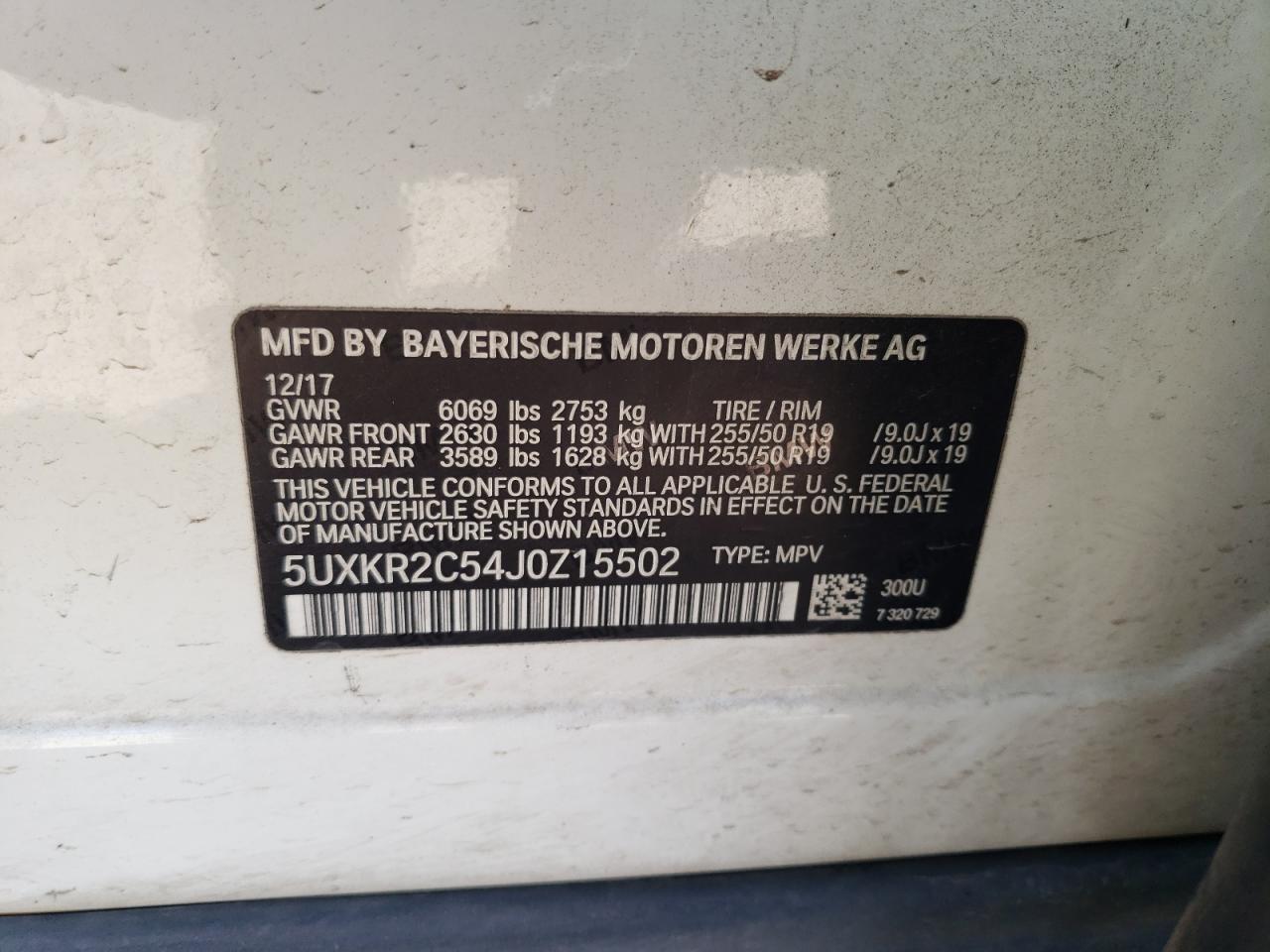 2018 BMW X5 VIN 5UXKR2C54J0Z15502 Copart auction photo, side / front end damage thumbnail 13